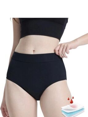 Period Swimwear Leakproof Bikini Bottoms Full Coverage Menstrual Swimsuit-S NIB